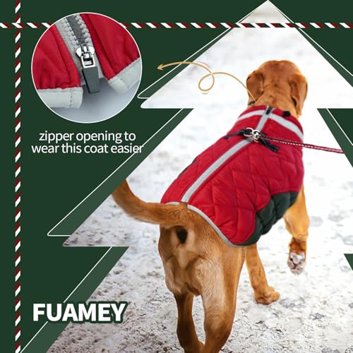 Image of FUAMEY Dog Winter Coat Fleece Warm Small Dog Coat with Harness Built in