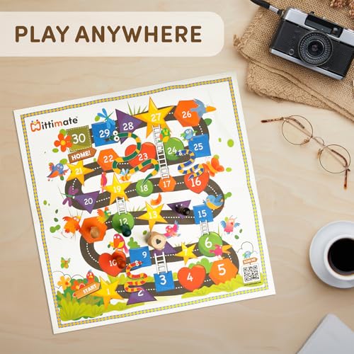 Image of 5 Years + Shapes and Ladder Board Games & Puzzles Classic Board Games for Smart Kids | 2-in-1 Wooden Ludo and Snake & Ladder Board Game - Premium Travel-Friendly Game Set for Kids & Family