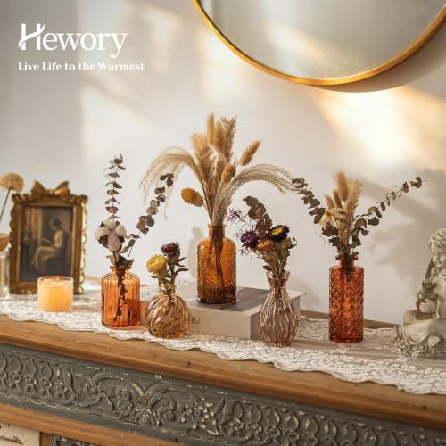Jarrones de cristal ámbar decorativos pequeños para flores y ramas secas 5