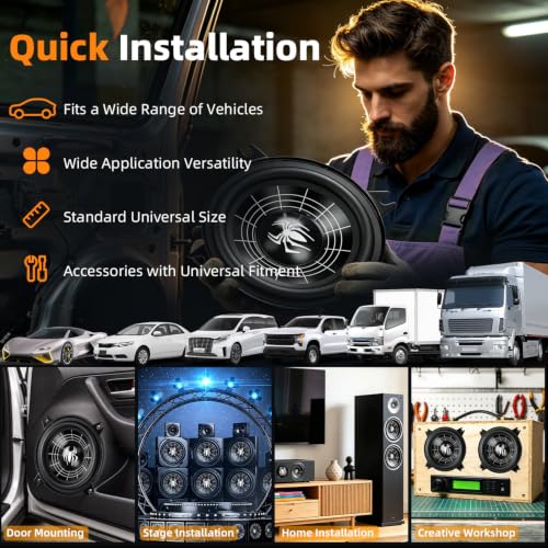 Image of 4 Inch Speakers, 600W 4 Ohm 4 In Speaker Car Audio Aluminum Cone Woofer