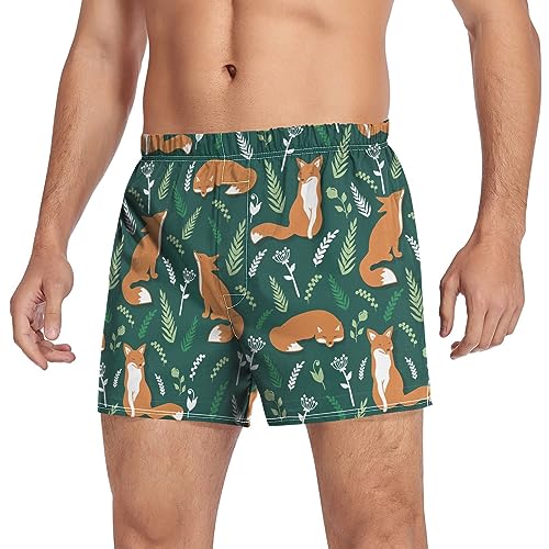 Men's Boxer Shorts Underwear Briefs Casual Boxer Breathable Soft Hand Drawn Colorful Foxes Fowers Small3