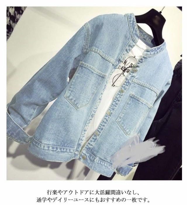 レディースファッション スタンドカラー デニムジャケット レディース