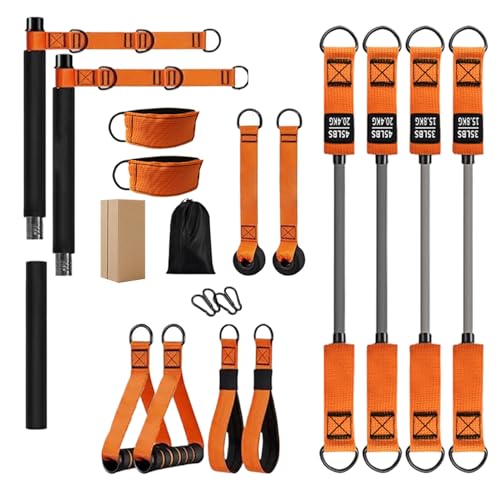 Mppchhn ポータブルピラティスバーキット | 全身ワークアウト機器 | ポータブルピラティス機器 肩、腰、脚、アパートの住人、プロ、ワークアウトを求める人、ホームジム用