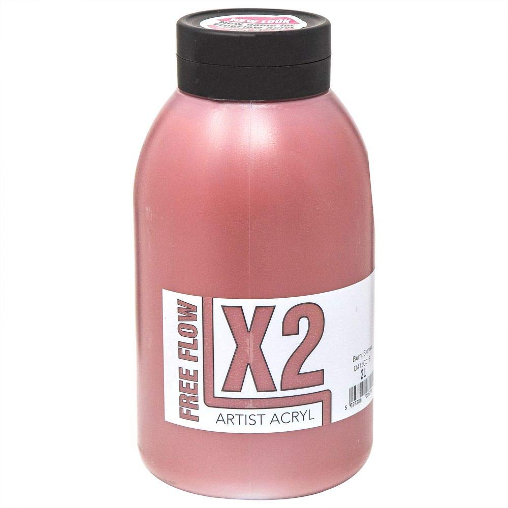 Specialist Crafts X2 Free Flow Acryl Acrylic Colours 2 litres Burnt Sienna