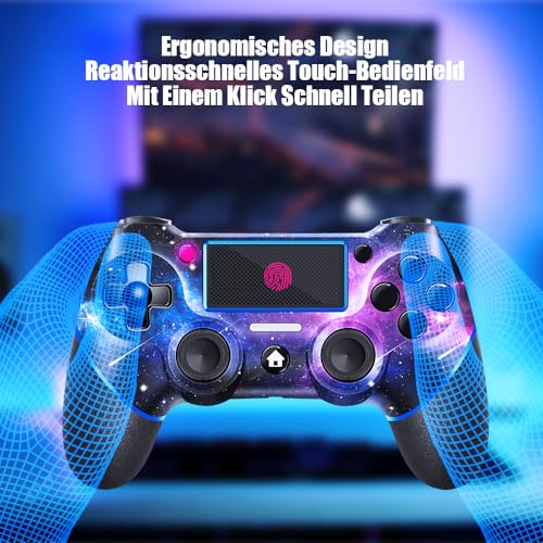 Wireless Controller für PS4, Game Controller kompatibel mit PS4/Pro/Slim/PC Gamepad mit Turbo/Zurück Taste/Dual Vibration/6-Achsen Gyro Sensor/Touchpanel – Bild 5