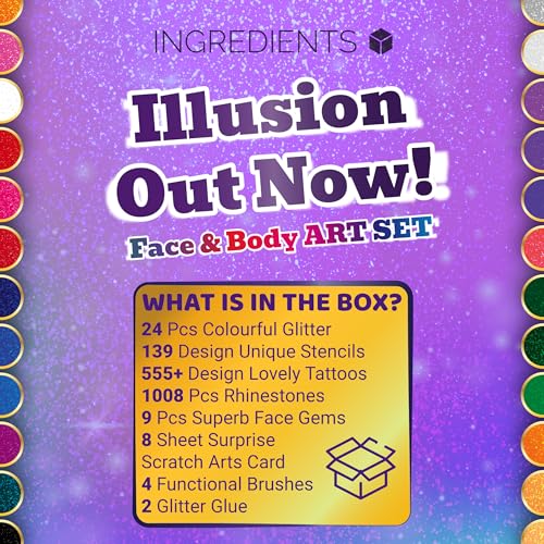 Kids Glitter Tattoo Kit - Face Gems, Rhinestones, Temporary Tattoos - Perfect for Birthdays & Festivals - Image 5