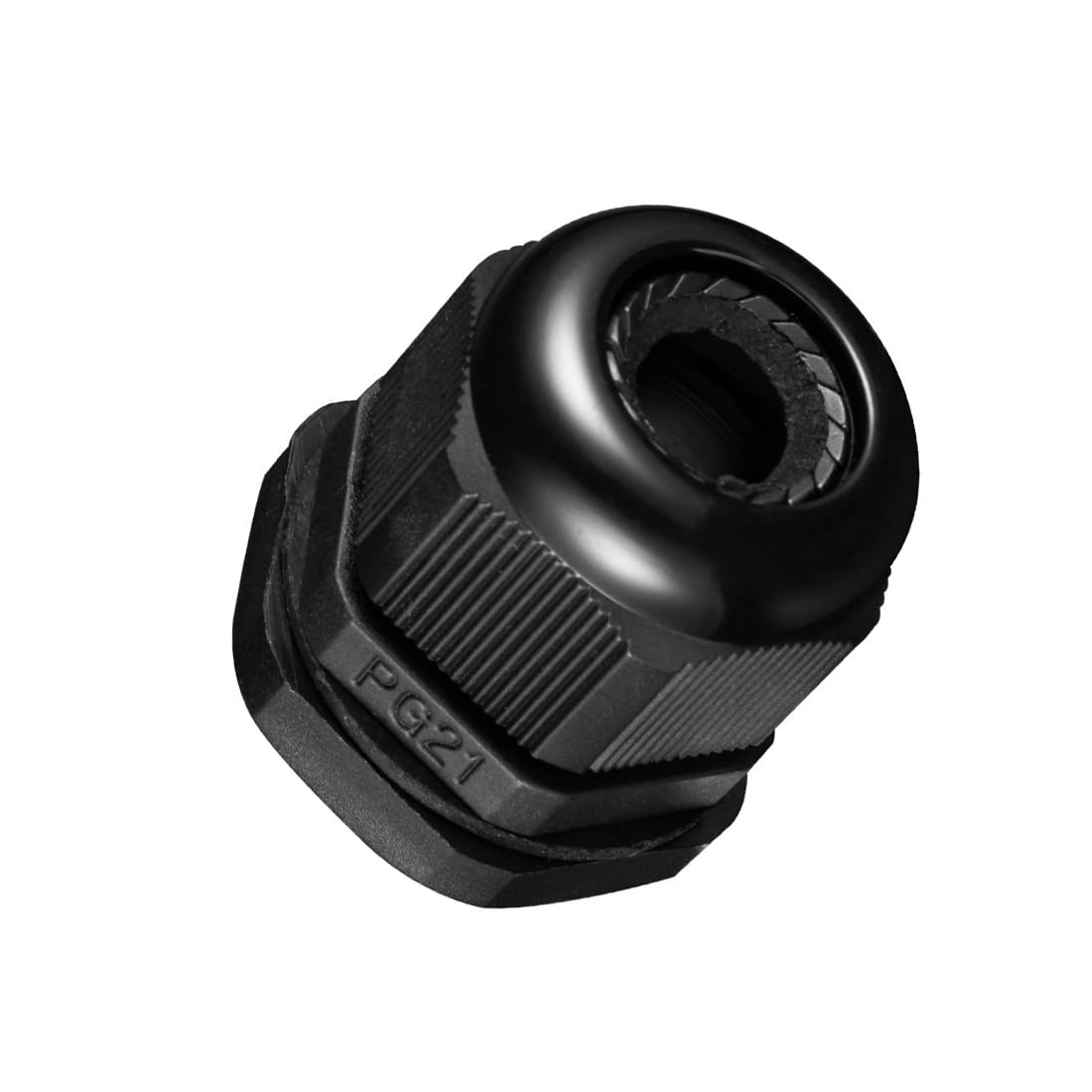 MACHSWON 5Pcs PG21 Cable Gland - Durable Threaded Wire Connector with Locknut for 13-18mm Dia Cable Wire, Black