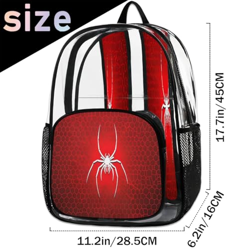 TropicalLife Red Spider Heavy Duty Clear Backpack PVC Transparent Backpack Large See Through Backpacks2