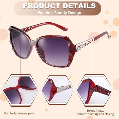 Image of Women Oversized Sunglasses UV400 Protection Lens Sun Glasses | Lightweight Shiny Frame, Classic Trendy Design, Multiple Color Options for Walking, Driving, Shopping, Taking Photos