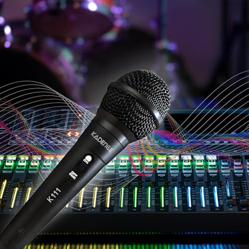 Image of Kadence K111-V2 Home Series Wired Mic | 10ft Cable with 6.35mm Jack | Dynamic Cardioid Pickup | On /Off Switch | for Karaoke, Singing, Speech & Stage Performances | Black