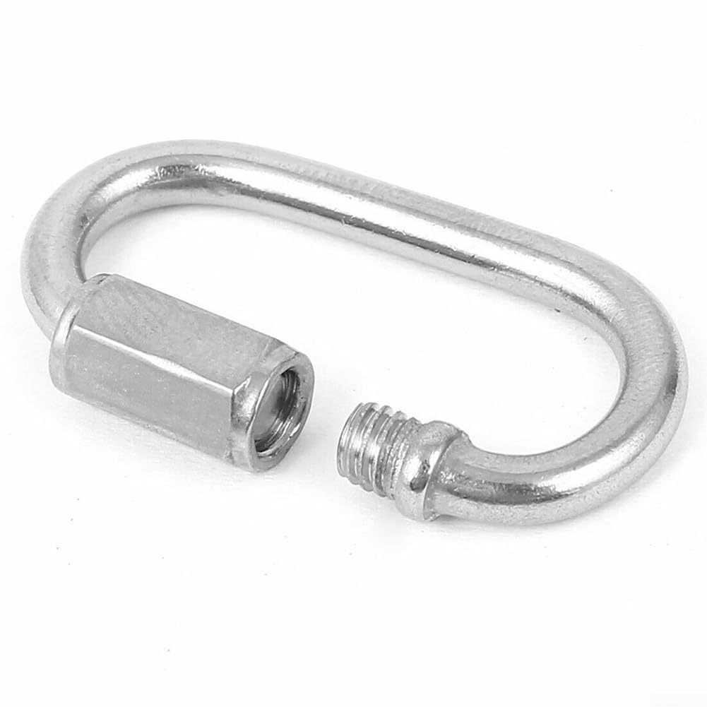 Lot de 4 mousquetons à maillons rapides en acier inoxydable de 3,5 mm pour camping, randonnée, pêche, sac à dos, clé pour anneau, équipement pour animaux de compagnie, équipement d'extérieur
