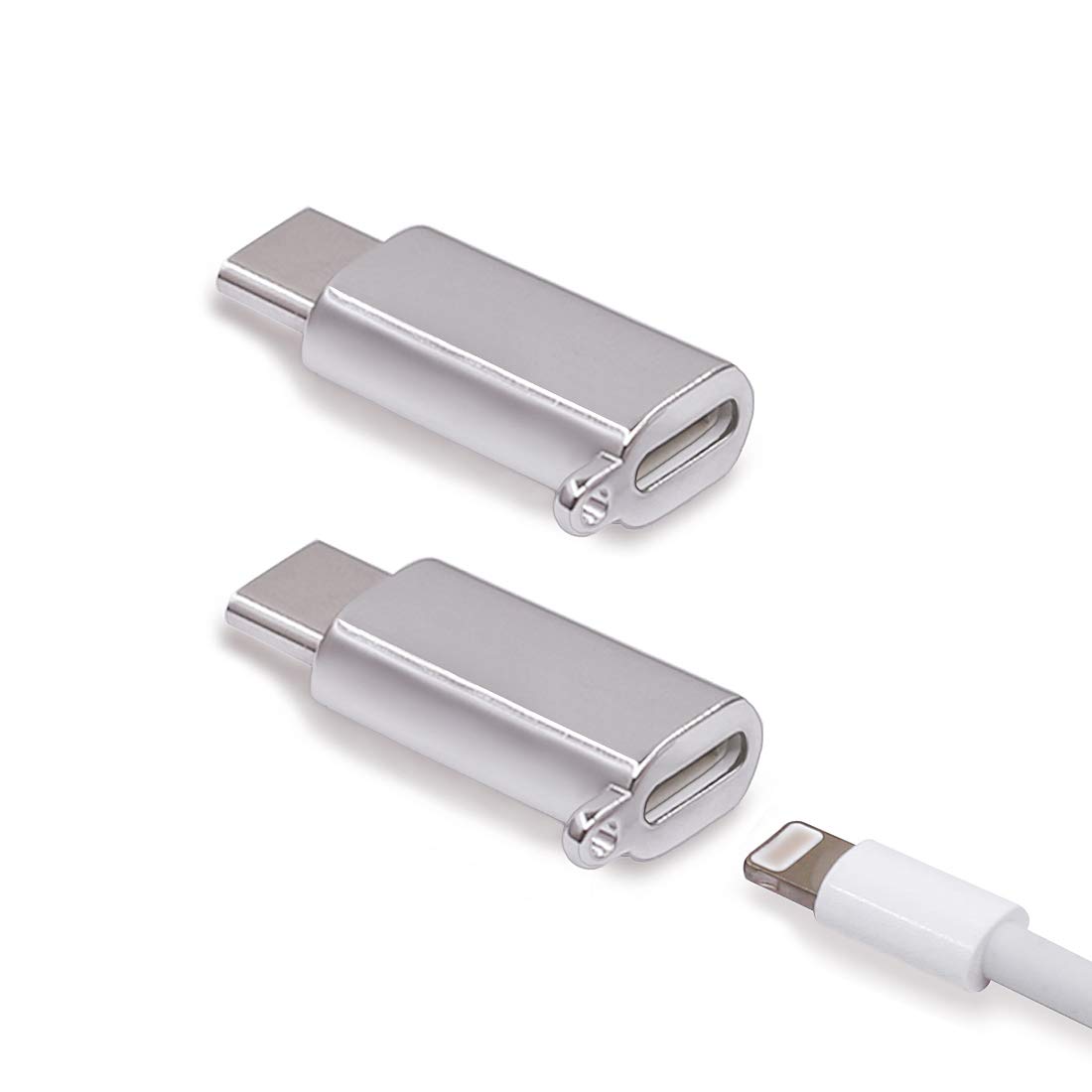 USB-C Adapter - i Cable Female to USB Type C Male, USB C Charging Adapter for Galaxy Note 9 Pixel 3 (USB-C, Silver)