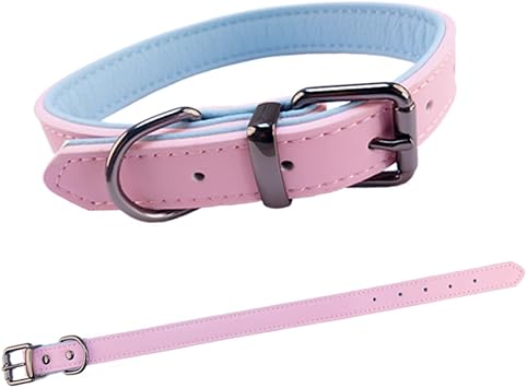 SuperBuddy Premium Leather Dog Collar, Adjustable Pink Fashionable and Elegant Dog Collar, Comfortable Padd for Medium Dogs