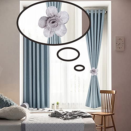 klhxp atural Jute Curtain Magnetic Tiebacks, Hand-woven rebates, Linen Decorative Curtains Buckles, Sheer Curtains Hemp Rope Strap, Indoor Room Flower shape curtain strap 2 Pack (light brown) - Image 5
