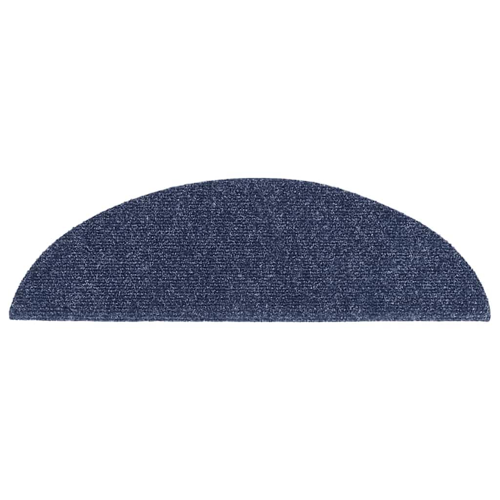 vidaXL Tapis d'escalier Autocollants 15 pièces 56 x 17 x 3 cm Bleu Demi-Rond