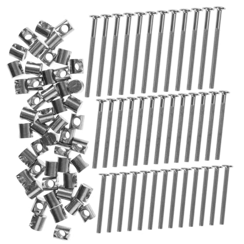 Alipis 1Set Plated Flat Head Bolts with Barrel Nuts Furniture Connector Screws Assortment for Cribs and Home Improvement