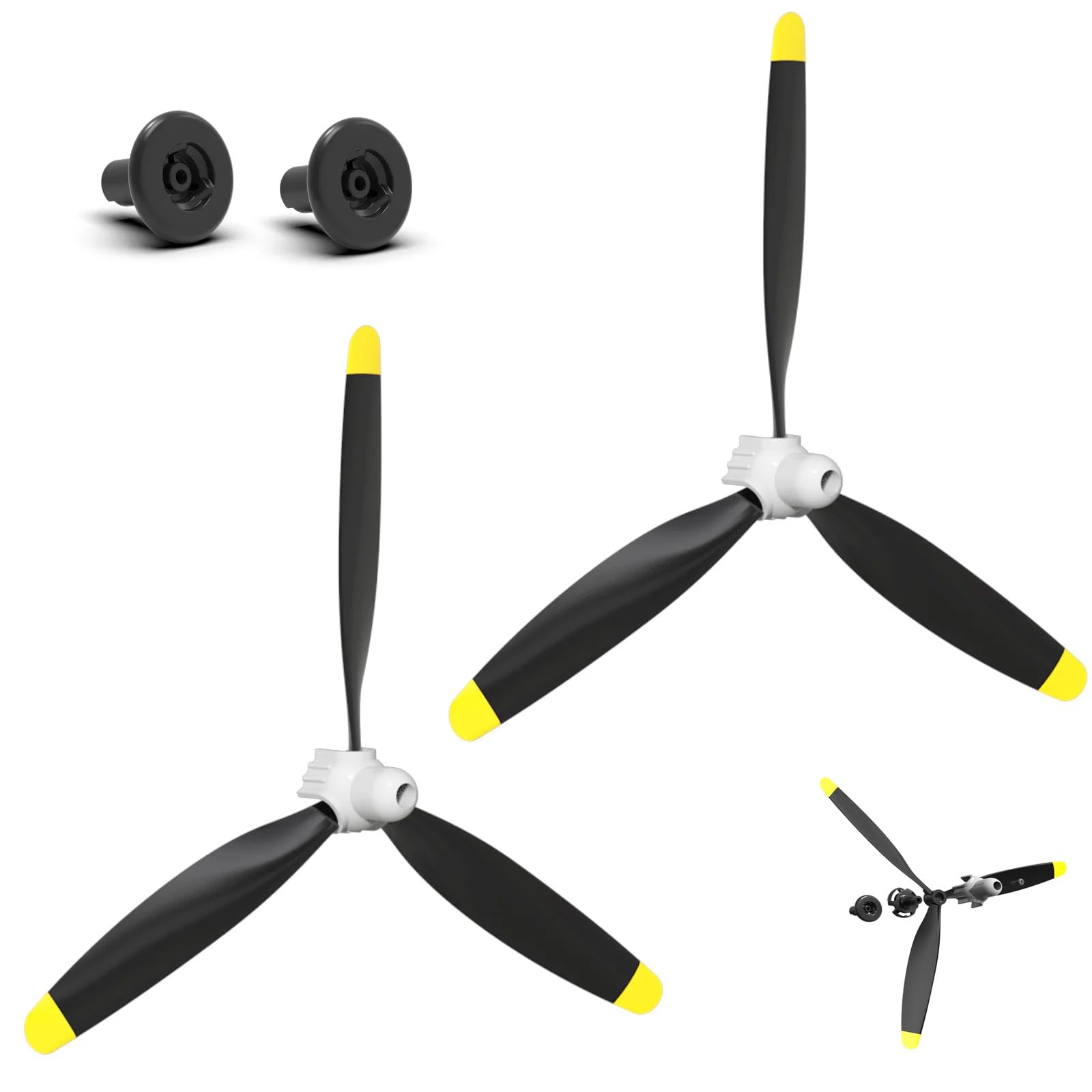 Juego completo de hélice de 3 hojas P7610805 para VOLANTEX RC Plane 761-8B Nueva versión F4U Corsair / 76116 P47 Thunderbolt, 4 juegos