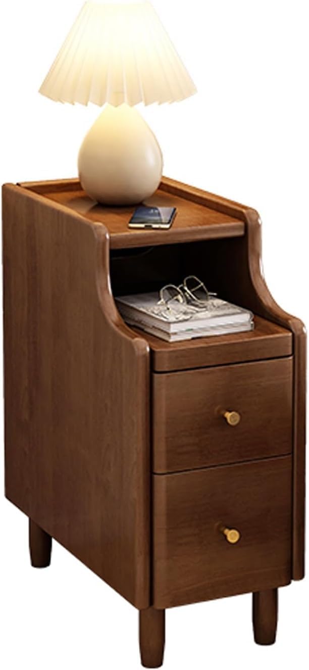 DECAKE Bedside Chest Narrow Nightstand Tall Table With Drawers Cabinet Set Of 2 Slim Bedroom Side End Tables Colors(Size:25cm,Color:Brown-1pc)