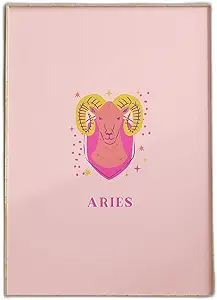 Aries Print Poster Pink Zodiac Wall Art for Her Astrology Star Sign Decor Ram Symbol Artwork for Bedroom or Living Room Gift Idea
