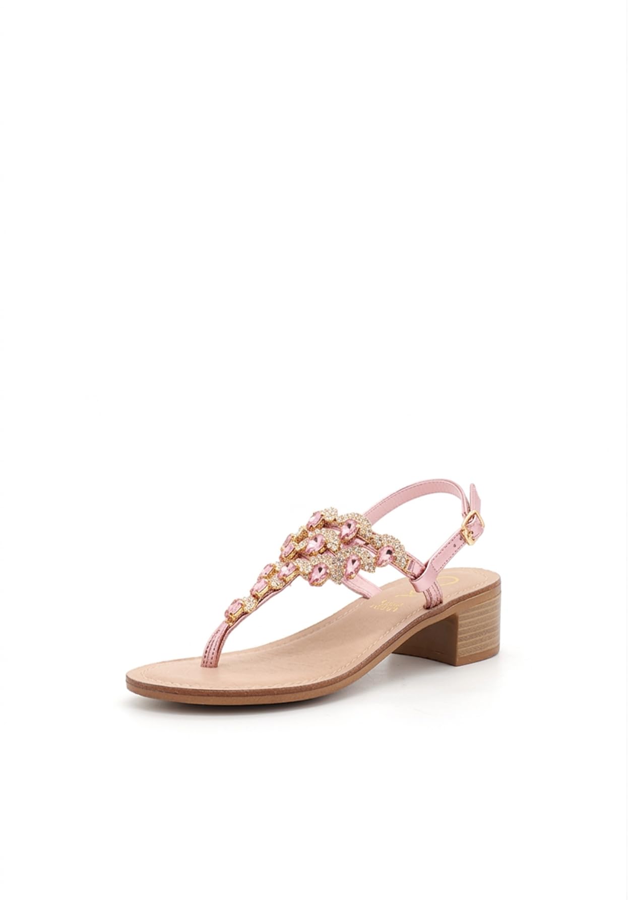 QUEEN HELENA Sandali Gioiello Infradito con Tacco Basso con Strass Eleganti Donna Y6024