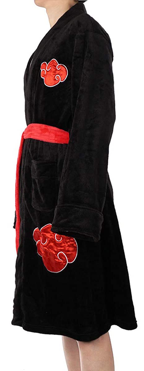 Yanny Uchiha Itachi Akatsuki - Accappatoio da uomo, morbido, biancheria da notte in flanella, anime, cosplay, pigiama, kimono