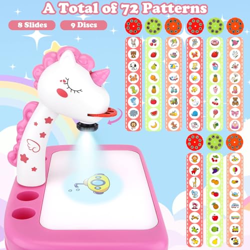 Wakeinsa ZPB-DRAWBOARD-01 Drawing Projector,Arts And Crafts For Kids,Include Drawing Board,Crayons,Coloring Book,Stickers Etc,Girls Unicorns Toy,Toddler Learning Toys,Unicorns Gifts thumb #1