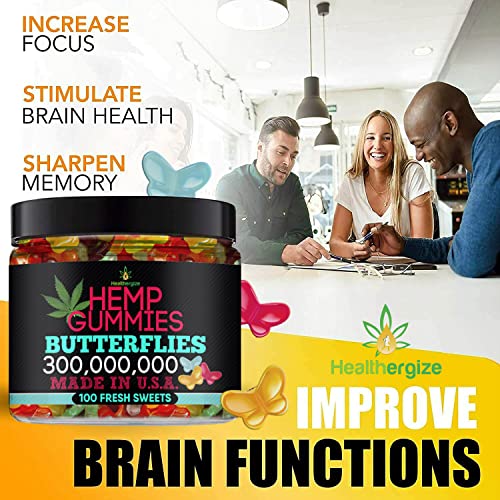 Healthergize Hemp Gummies Premium-Delicious Butterflies Gummy Bear Edibles-Fresh Fruity Flavors-Natural Candy Peace and Relaxation-for Sleep, Calm, Relax-Made in USA-100 Count - Image 7