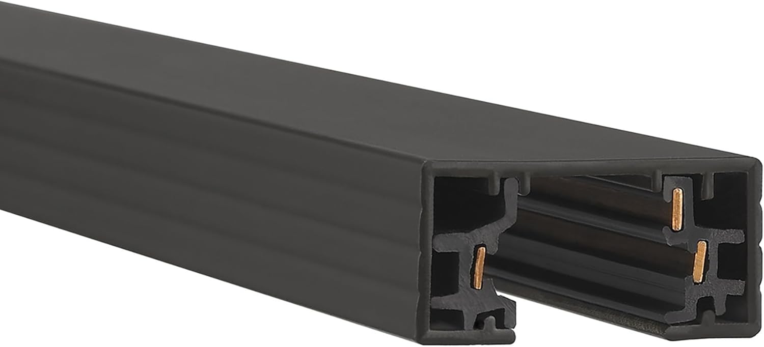 WAC Lighting, H Track 6FT Single Circuit 120V with 2 Endcaps in Black Black 6 Feet H-Series Single Circuit