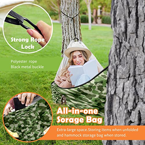 Camping Portable Green Camouflage Hammock Single & Double Outdoor Green Camouflage Hammock With Tree Straps Hammocks For Outside Are Perfect For Hiking Backpacking Hunting Outdoor Beach Camping #TOP3