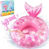 Mermaid Pool Float Toys with Water Gun for Girls Kids 3-5 Years Old, Inflatable Pool Floats for...
