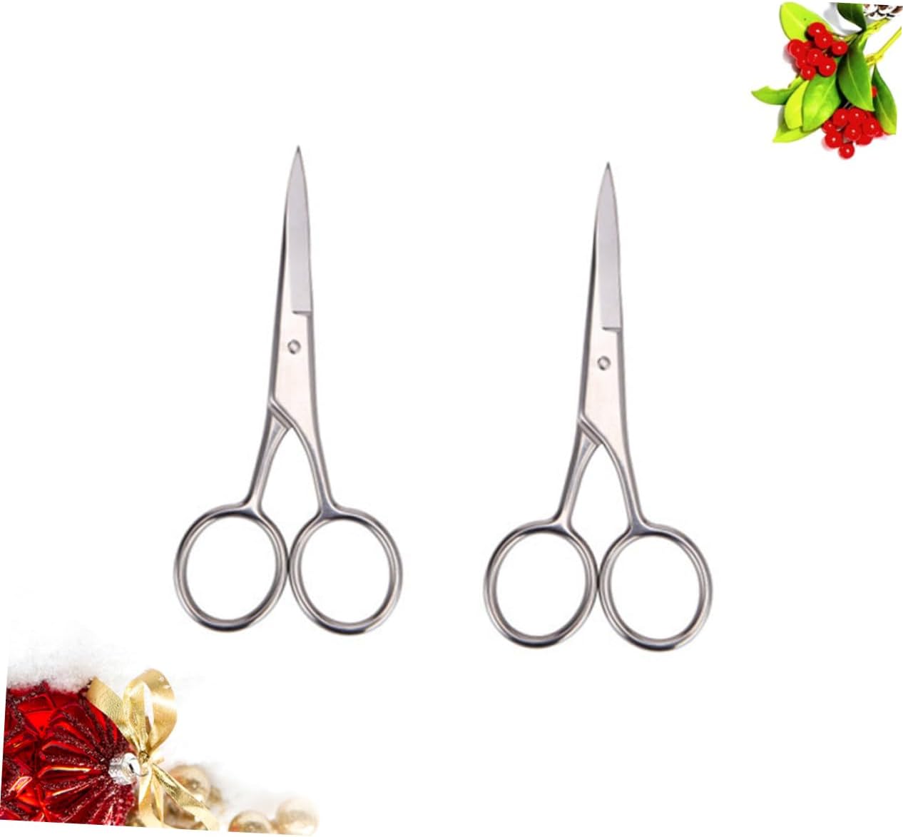 2pcs Endurance Stainless Steel Scissors for Beard Trimming Mustache Cutting Barbers Salons