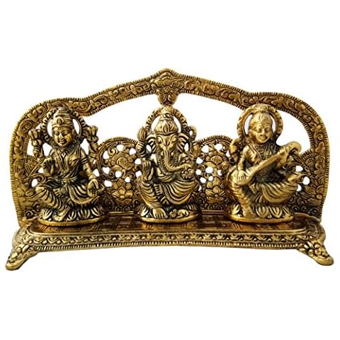 Trendy Crafts Metal Laxmi Ganesh Saraswati Handcrafted Showpiece For Home Decor Gift Item Cover