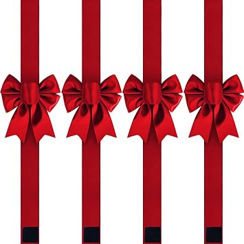 Christmas Cabinet Bows Festive Ribbons Large X-Mas Door Ribbon Party Decorations, Red