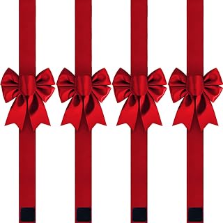 Christmas Cabinet Bows Festive Ribbon Large X-Mas Door Ribbon Decor, Red | Adjustable Lengthen 86.6 Inch Large Exquisite Premium Glossiness Christmas Cabinets Ribbon Bows Decor Gifts Party Decorations