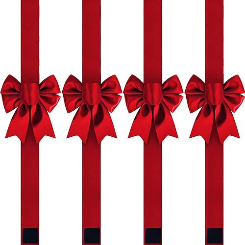 PBQOA Christmas Cabinet Bows Festive Ribbons Large X-Mas Door Ribbon Party Decorations, Red