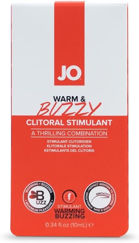 JO Warm and Buzzy Gel para clítoris para mujeres, sensación de hormigueo cálido, 0.3 fl oz