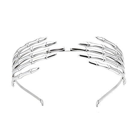 Women Trendy Halloween, Accessory Skull Headband, Silver Skeleton Hand Halloween Headbands, Gothic Head Bands Fashion Skeleton Hair Accessory, Gothic Head Band.