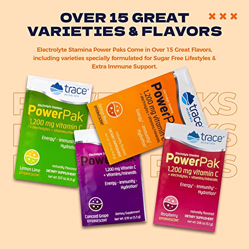 Trace Minerals | Power Pak Electrolyte Powder Packets | 1200 Mg Vitamin C, Zinc, Magnesium | Boost Hydration, Immunity, Energy, Muscle Stamina | Orange Blast | 30 Packets #TOP4