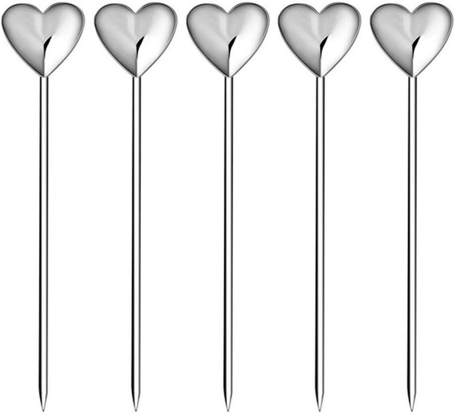 BUYBUYMALL Stainless Steel Cocktail Picks Decoration Fruit Sticks (Heart Shape)