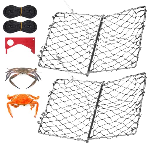 Ckhoid 2-Piece Castable Crab Trap Kit with Rope and Gauge