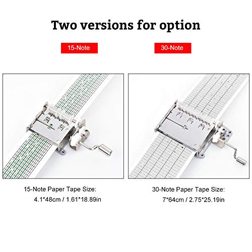 JIEBA Caixa de música de 30 notas, faça você mesmo, caixa de música mecânica programável à mão, caix