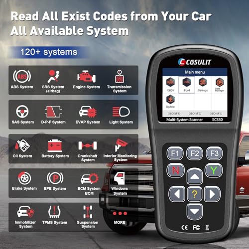 Scan Tool for Ford Lincoln Mercury, Full Systems Diagnostic OBD2 Scanner Transmission Live Data ABS SAS SRS Car Code Reader with Oil Reset CKP Relearn Bi-Directional, etc 30+ Functions