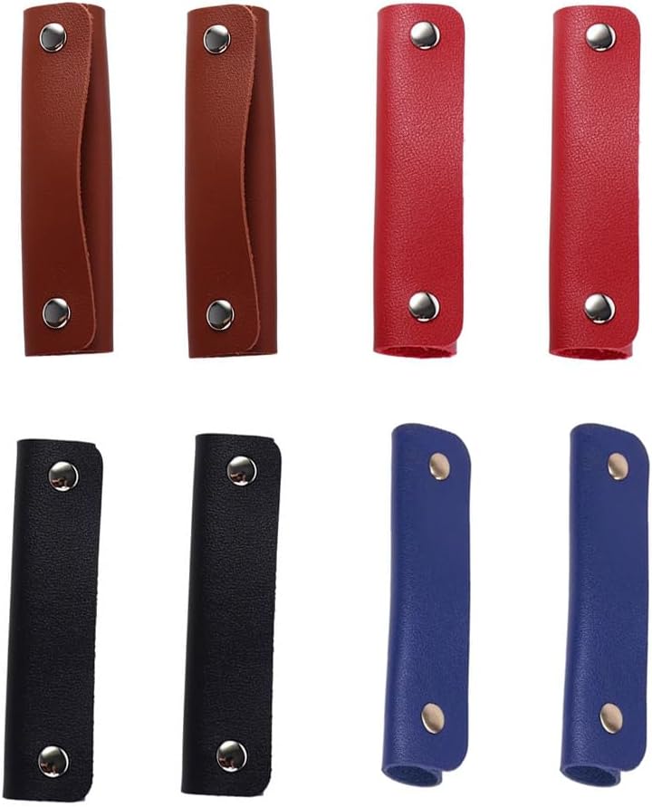 8 Pcs Leather Luggage Handle Wraps Handbag Handle Wrap Cover Bag Grip Protector Strap Cover Pad with Brass Clasps for Wallet Tote Bag