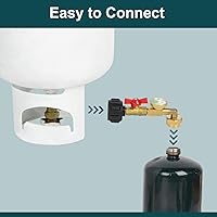 Vista 3 de GASPRO Adaptador de recarga de propano, llena botellas de 1 libra de tanque de 20 libras, fácil de usar, latón macizo