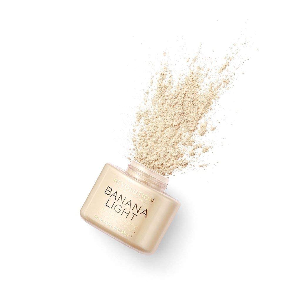 Makeup Revolution Loose Baking Powder, Make Up Setting Powder, Provides Long-lasting Coverage, Reduces Shine, For Light Skin Tones, Banana Light, 32g