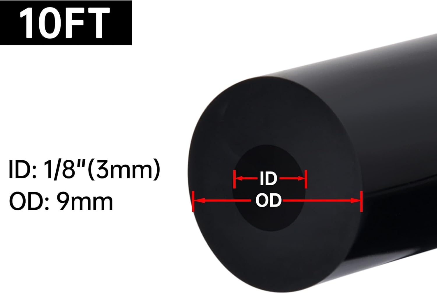EVIL ENERGY 1/8 Silicone Vacuum Tubing Hose Line 10FT 130PSI Max Pressure Black (3mm ID)