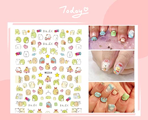 6 Sheets Mixture Cute Kawaii Cartoon Nail Art Stickers Decal For Nail Art,3D Self Adhesive Nail Design Nail Art Supplies Cute Nail Decals For Women Girls Kids…… #TOP1