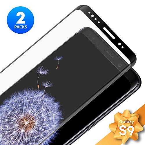 QEONIX Galaxy S9 Screen Protector - Real HD Full Frame Tempered Glass, 3D Touch, 9H Hardness, Case Friendly [2-Pack]