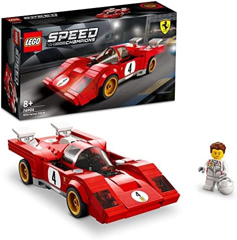 LEGO 76906 Speed Champions 1970 Ferrari 512 M Sports Red Race Car Toy, Collectible Model Building Set with Racing Driver Minifigure, 2022 Collection