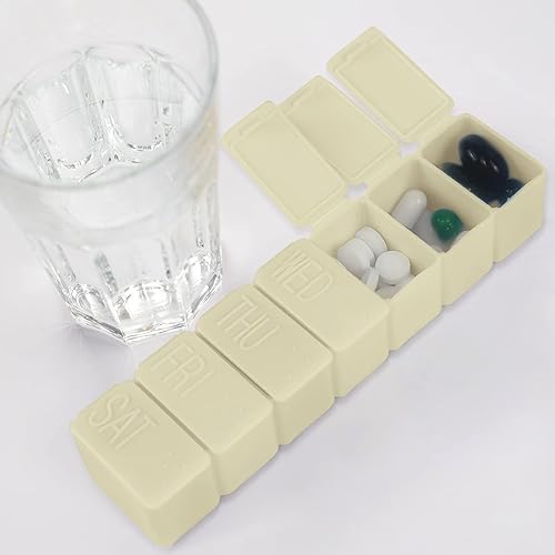Miniatura 2 de Fouews Organizador semanal de píldoras pequeñas, pastillero de 7 días, caja de medicina diaria de vitaminas, recipientes de píldoras para